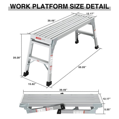 Work Platform Aluminum Portable Bench Folding Ladder
