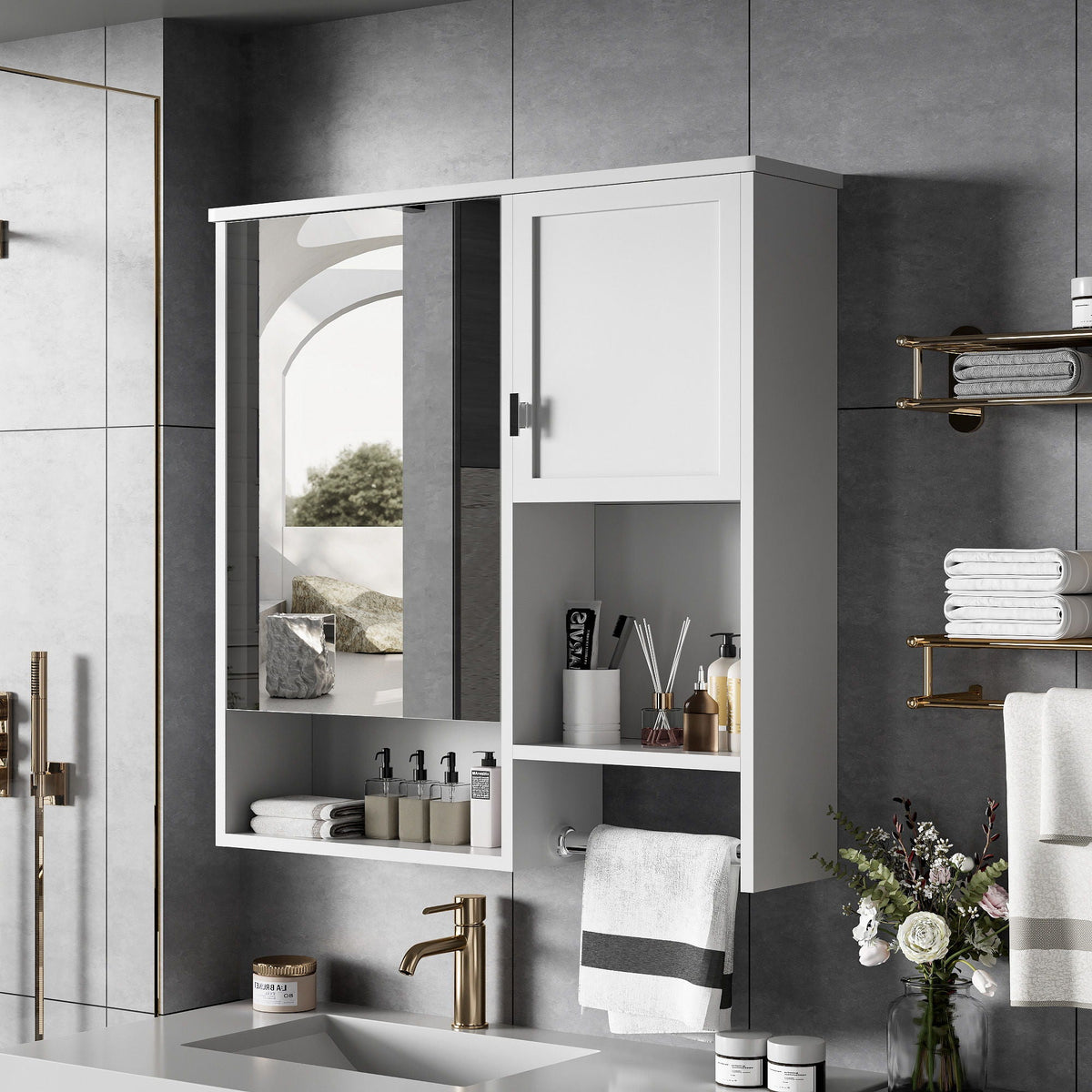 Modern Wall Mounted Bathroom Medicine Cabinet, Bathroom Wall Storage Cabinet With Mirror