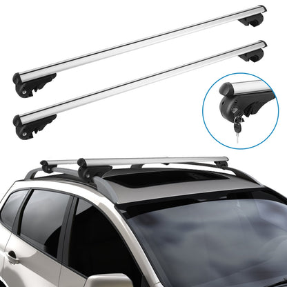 Car Roof Rack Cross Bars Aluminum Cargo Carrier Rooftop Crossbars Luggage Roof Rack Bar with 176lbs Max Load Fits Most Vehicles with Existing Raised S
