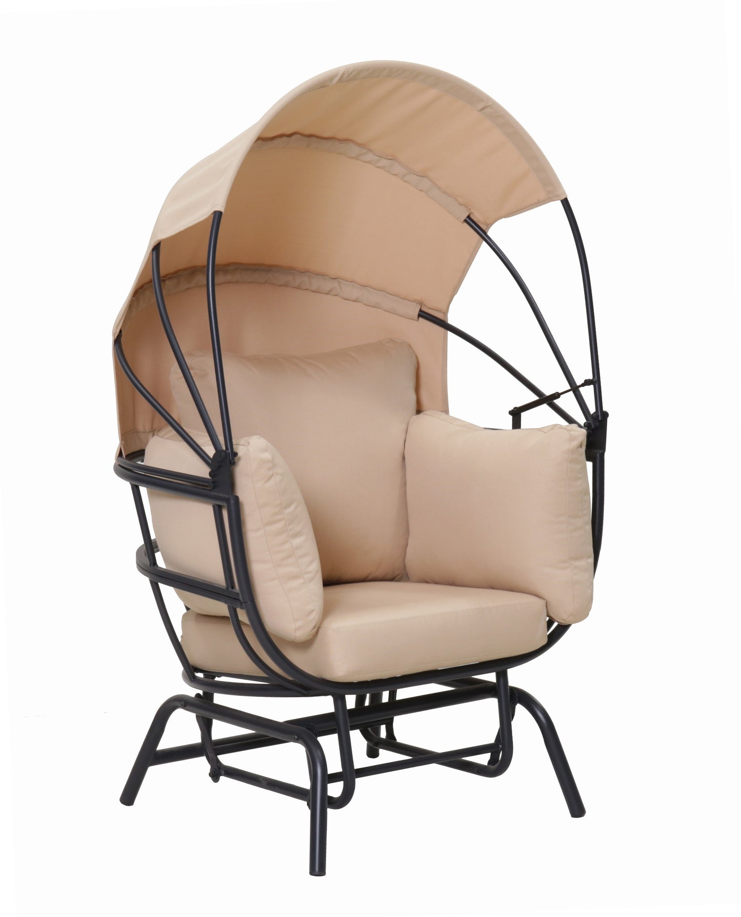 Sunnydaze Modern Luxury Egg Chair with Retractable Canopy - Taupe