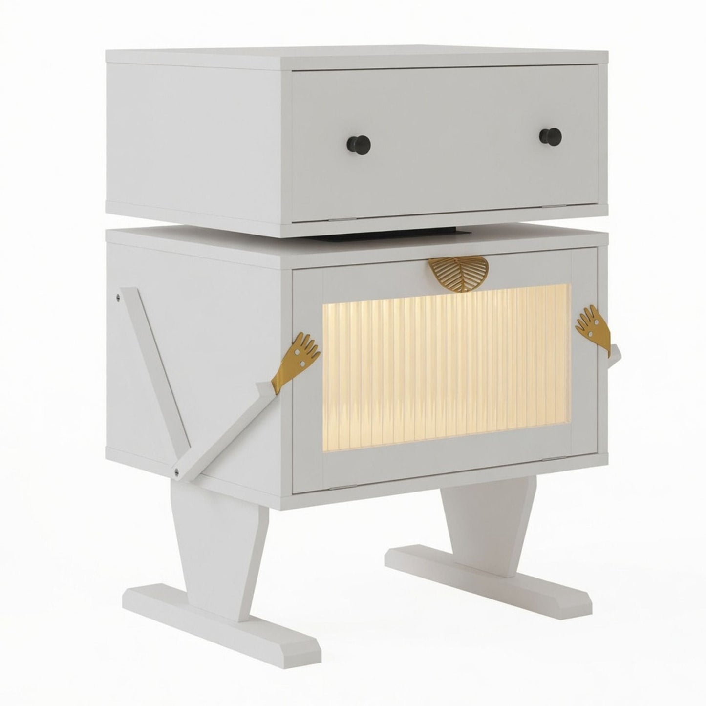 Robot LED Nightstand With 360° Rotating Drawer
