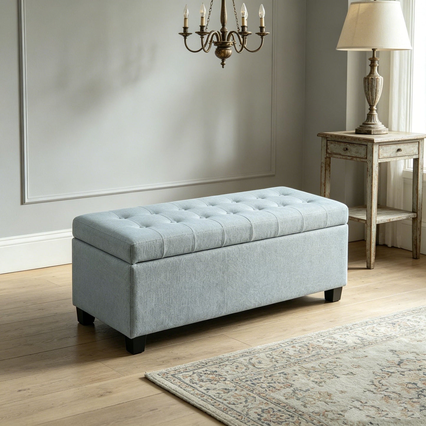 Storage Ottoman Bench With Safety Hinges