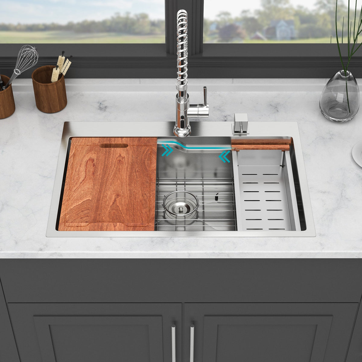 33" Drop In Kitchen Sink