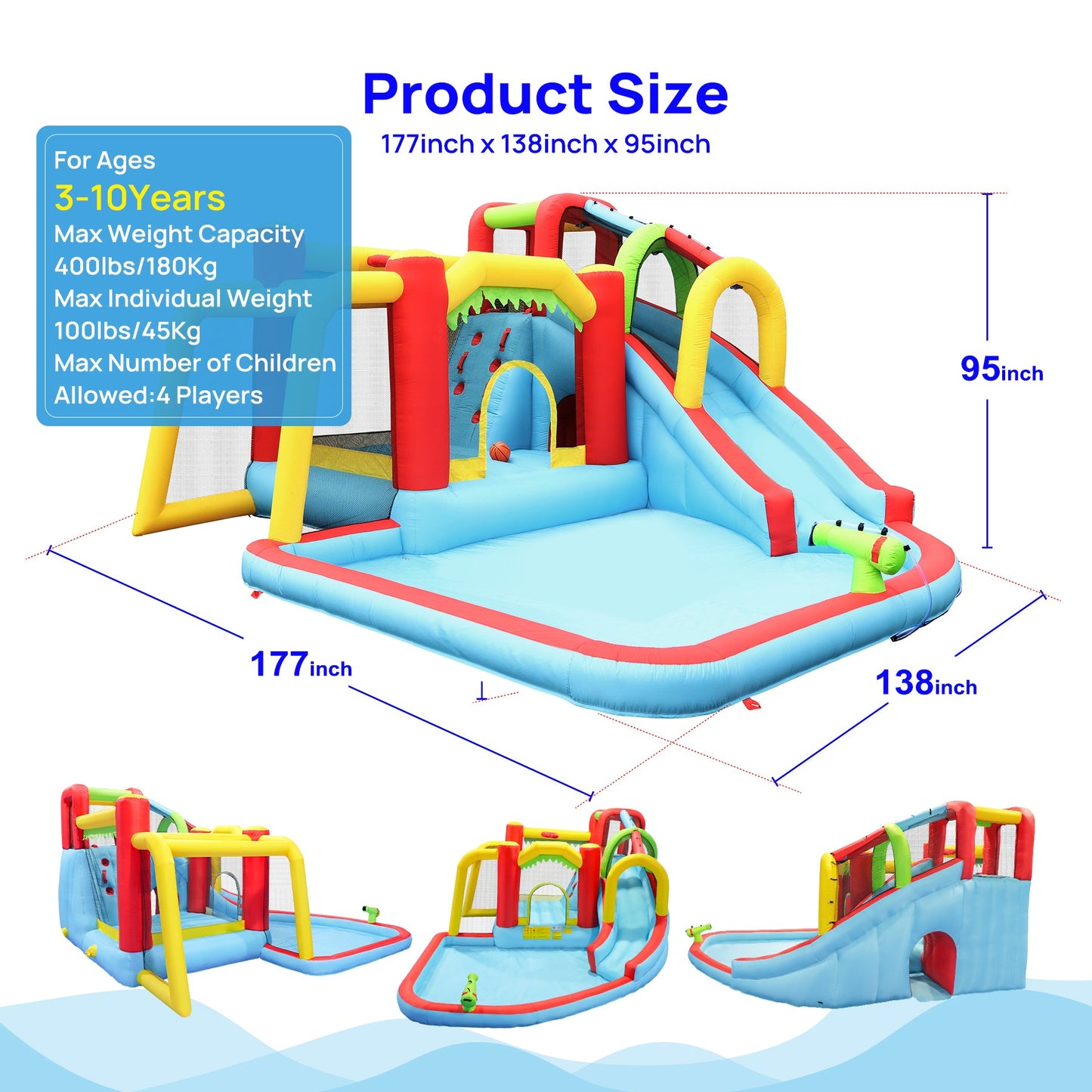 7-in-1 Inflatable Slide Water Park and Garden Bouncer