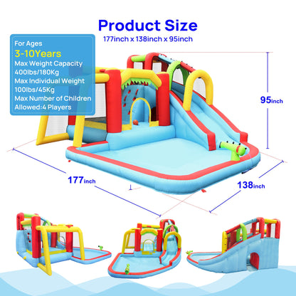 7-in-1 Inflatable Slide Water Park and Garden Bouncer