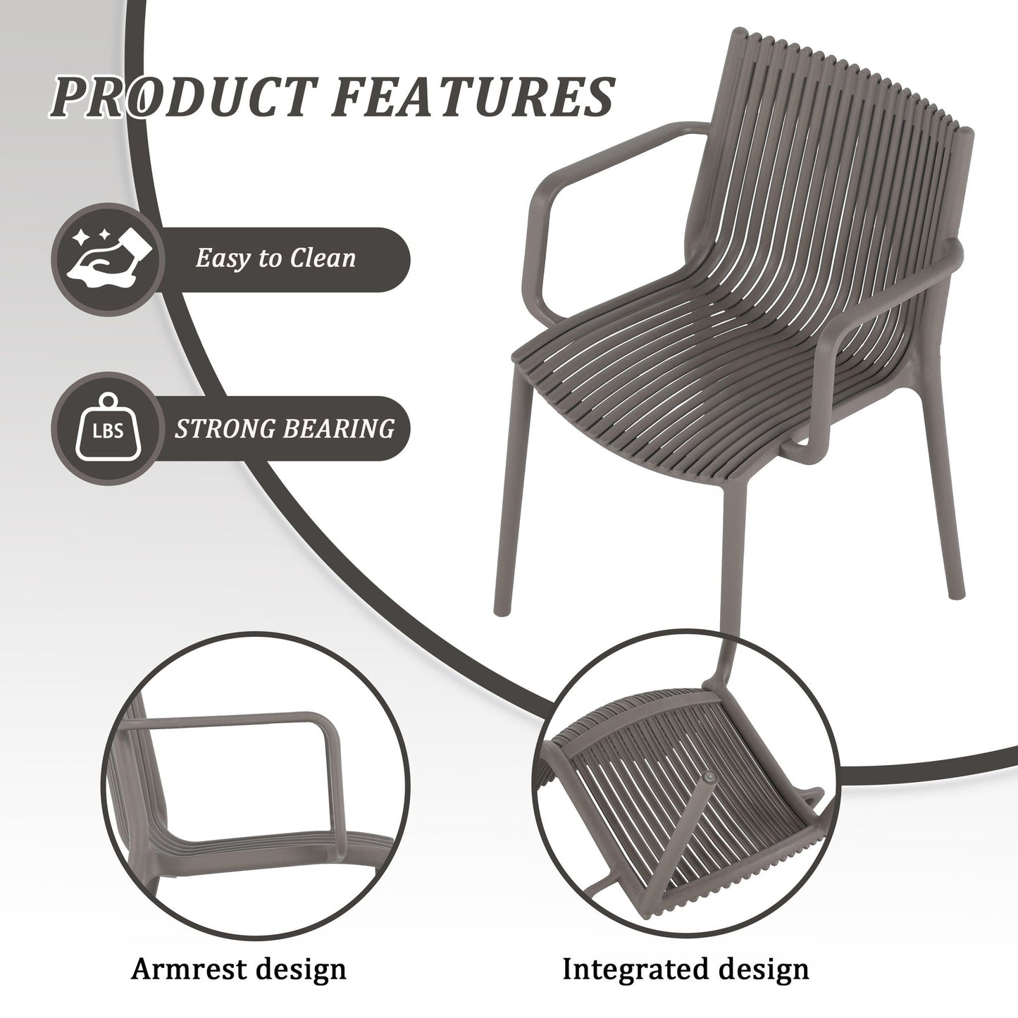 4 Modern Stackable Plastic Armchair Matched With Round Table