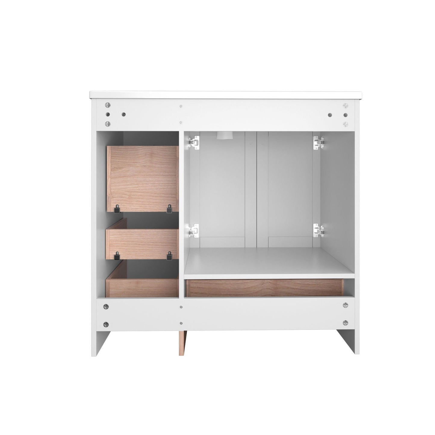 Shaker Free Standing Bathroom Vanity Cabinet & Sink, Soft Close Drawers, Soft Close Doors