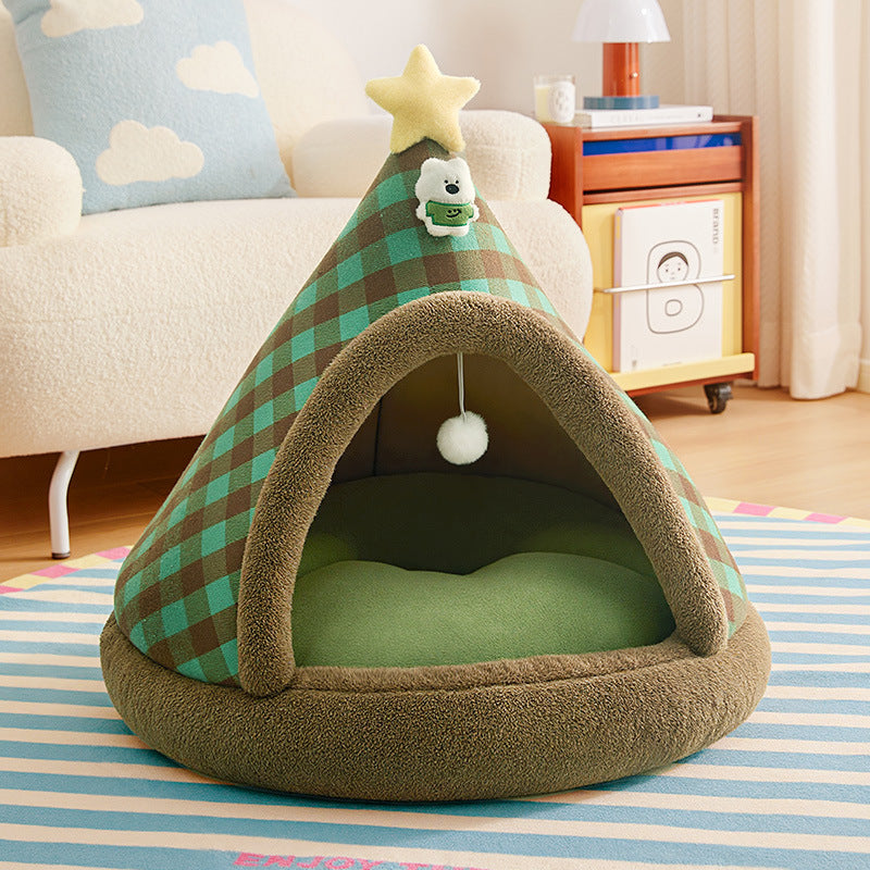 Four-Season Universal Closed-Style Christmas Cat Bed With A Sense Of Security