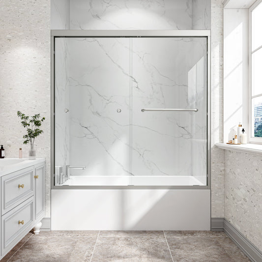 55-60" W x 60" H Brushed Nickel Double Bypass Sliding Shower Door