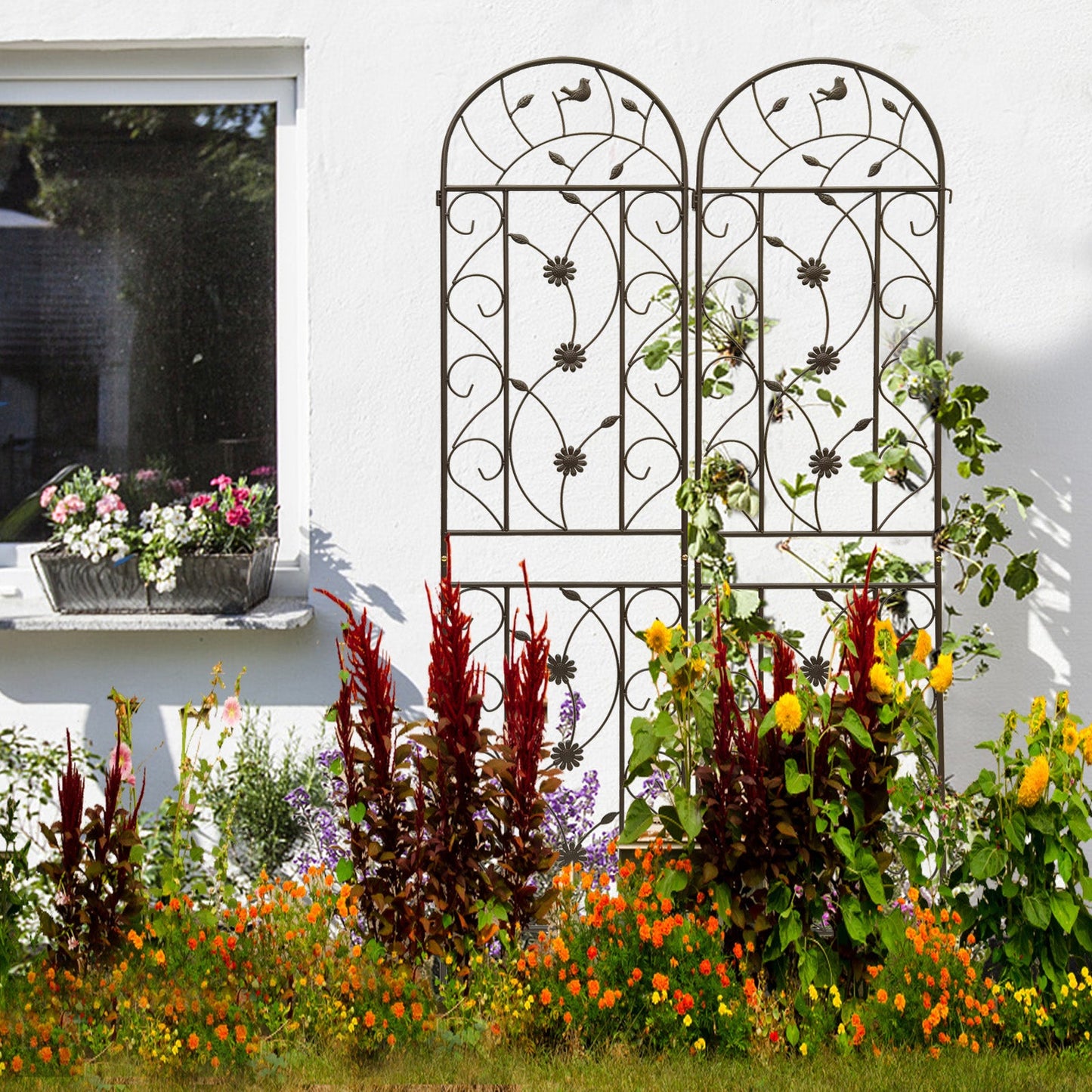 4 Pack Metal Garden Trellis 86.7" x 19.7" Rustproof for Climbing Plants