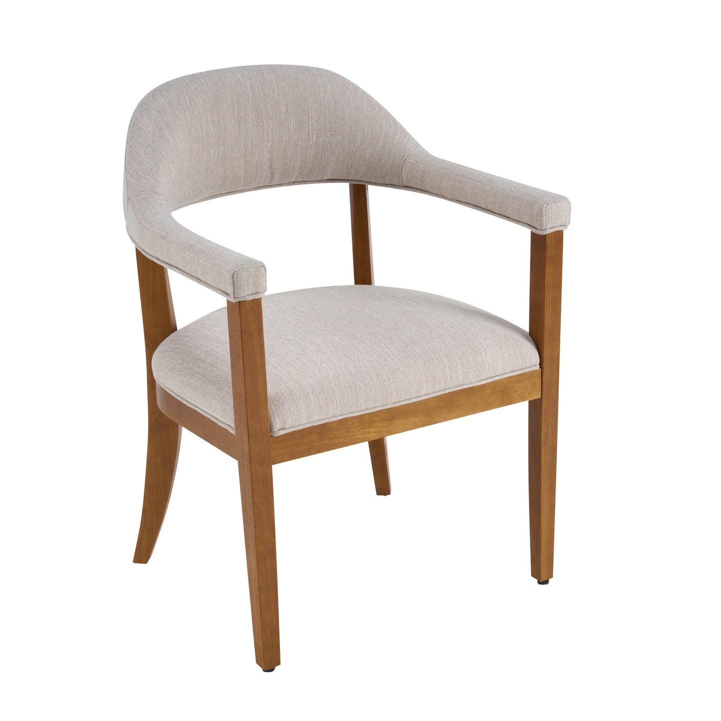 Wood Frame Upholstered Dining Chairs with Armrests (Set of 2)