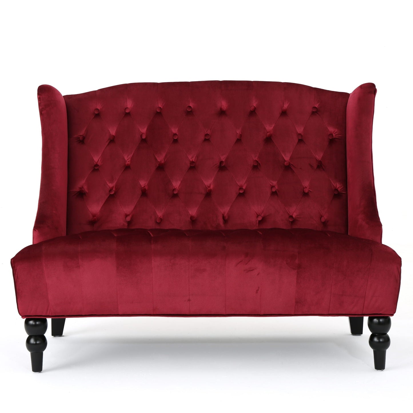 Nurturing Upholstered Loveseat With Wing Back And Diamond Tufting