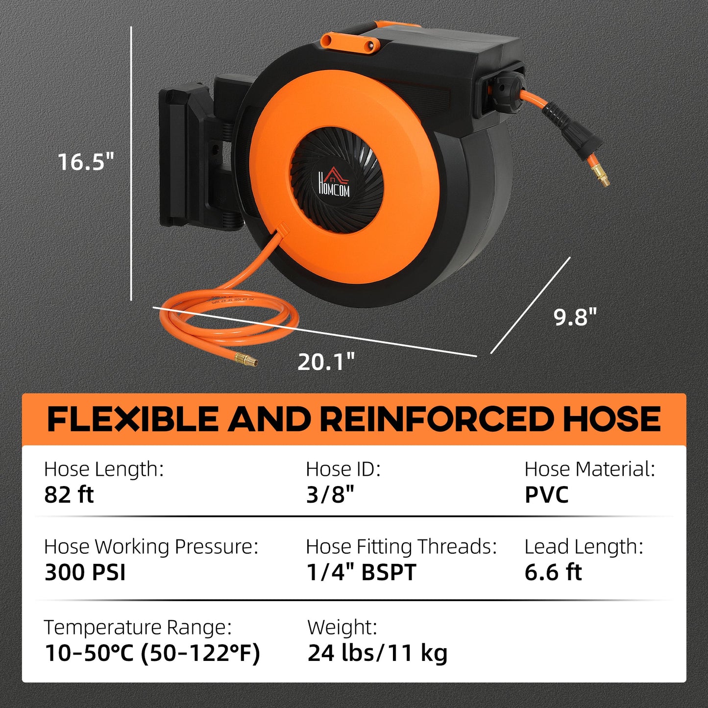 HOMCOM Retractable Air Hose Reel