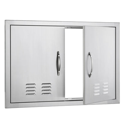 BBQ Access Door, 30W x 21H Inch Double Stainless Steel Outdoor Kitchen Door