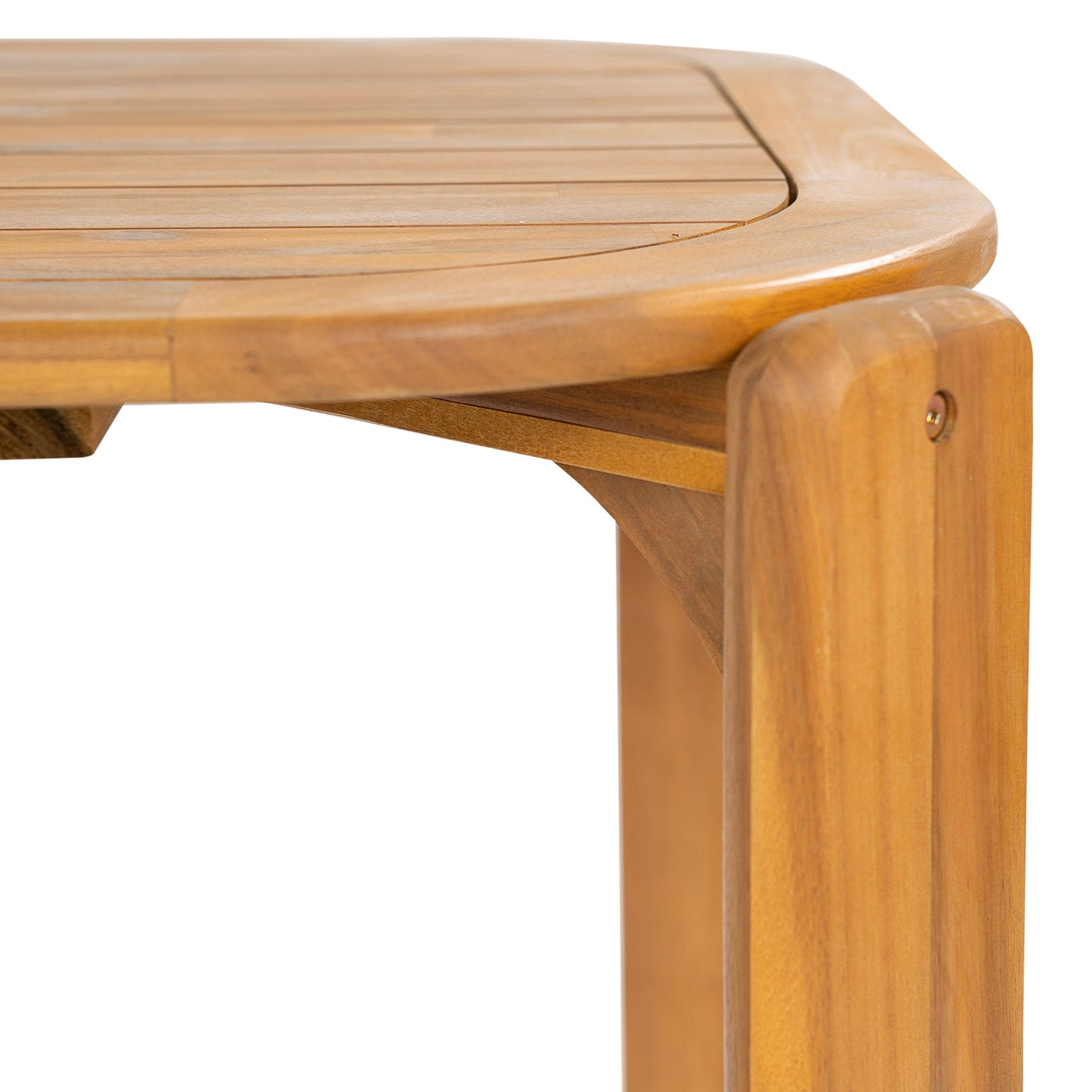 Kaja Outdoor Acacia Wood Dining Table, Teak Finish with Slat Design
