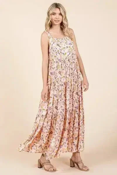 Sherbet Flower Print Sleeveless Empire Maxi Dress – femstylo