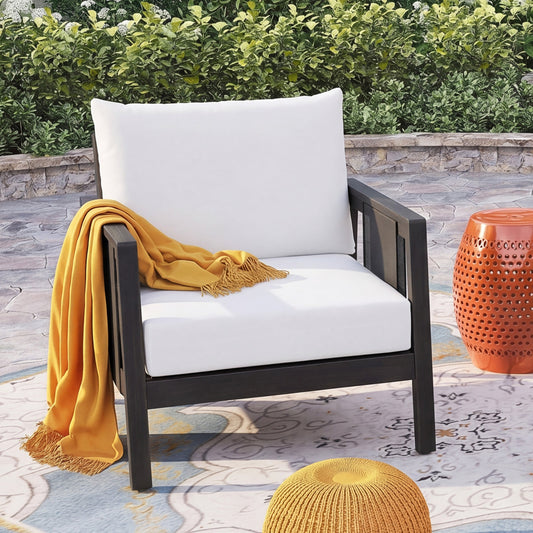 Outdoor Club Chair with Acacia Wood Frame