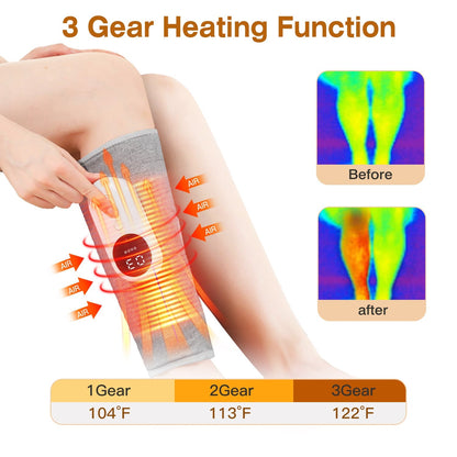 Electric Leg Calf Arm Massager Portable Cordless Rechargeable Air Leg Compression Massage Adjustable Wrap with 3 Modes Intensities Heating Function Pa
