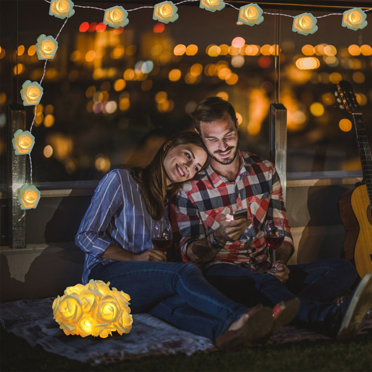 40 LEDs Rose Flower String Lights 10ft/3m Battery Operated Decorative Lights for Anniversary Valentine\'s Wedding Bedroom