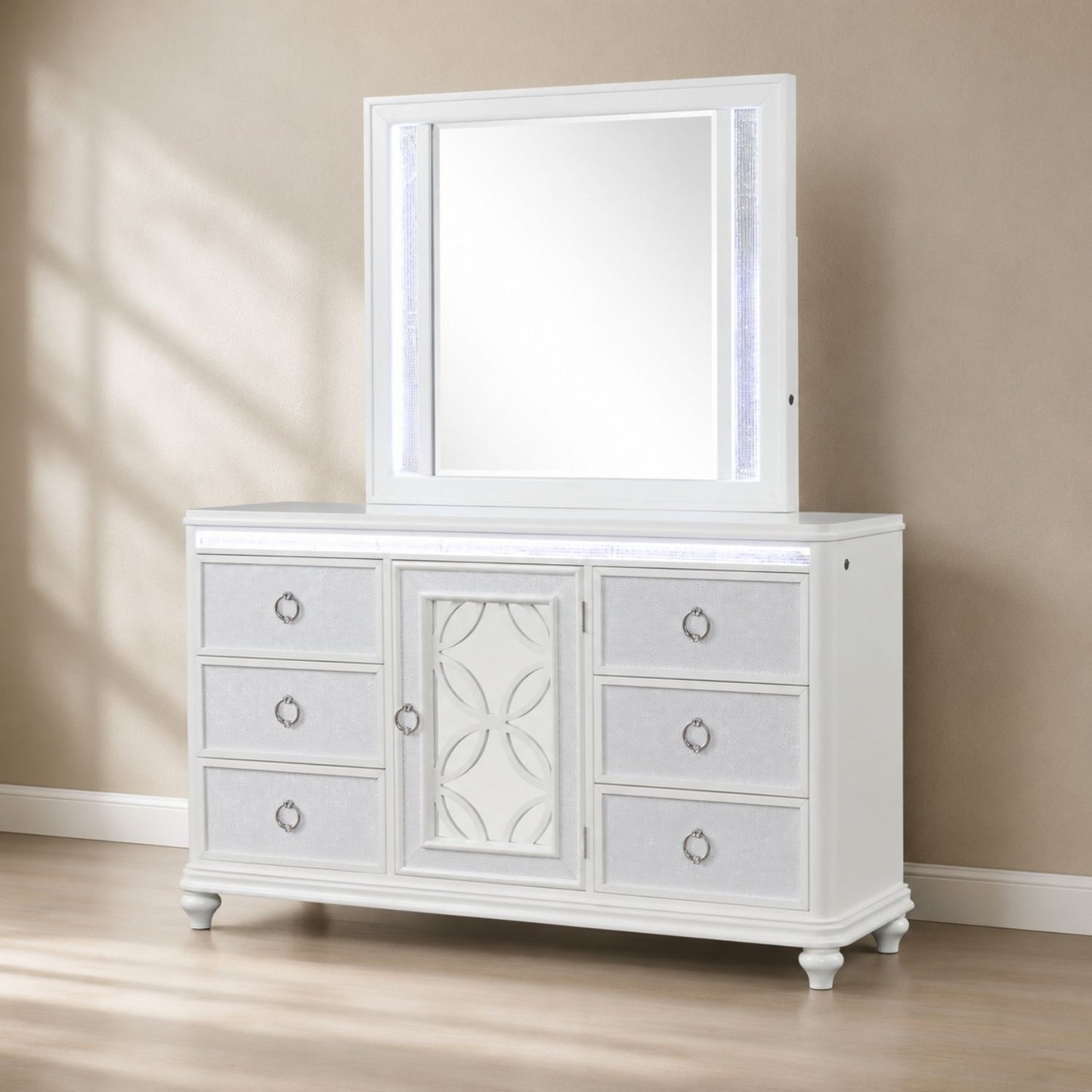 Abigale - 6 Drawer Dresser With LED (Includes Dresser Only, Mirror Not Included) - White