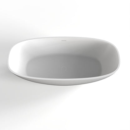 Soaking Bathtub, Freestanding, Solid Surface - Matte White