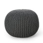 Bordeaux Knitted Cotton Round Pouf - Versatile Ottoman and Floor Cushion