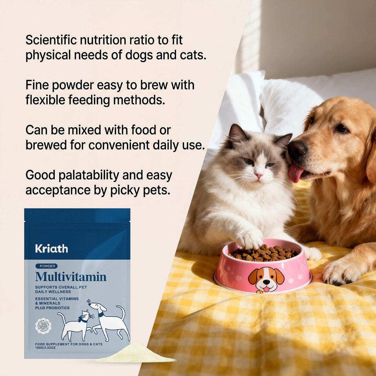 Kriath Nutritional Supplement For Dogs And Cats, A Gentle And Easily Absorbed Daily Nutritional Supplement For Pets