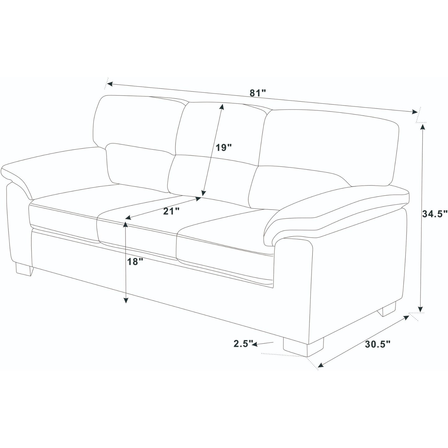 Vintage Inspired 3 Seat Sofa With Tufted Cushions