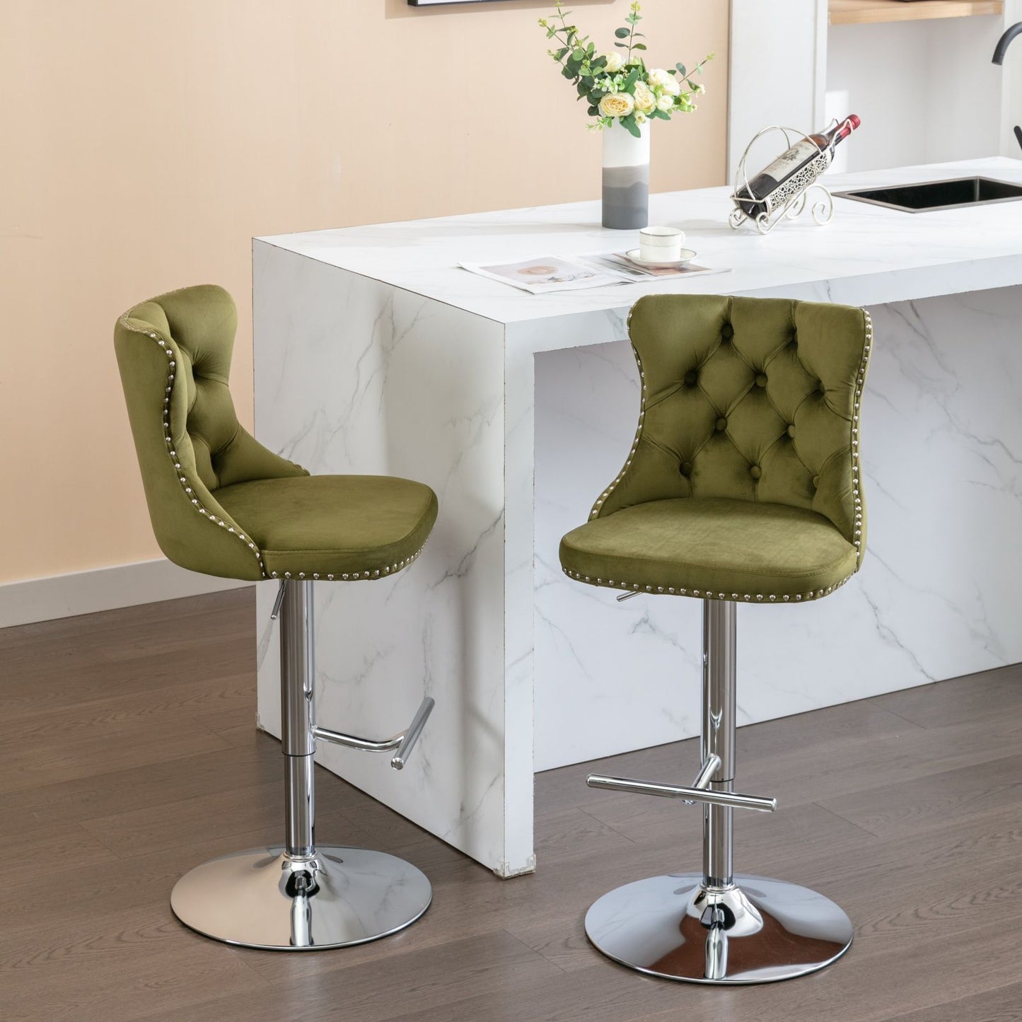 Swivel Adjustable Height Barstools Set of 2