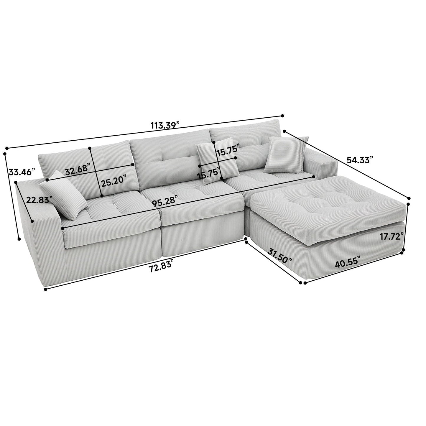 Corner Chaise L-Shaped Sectional Sofa Bed