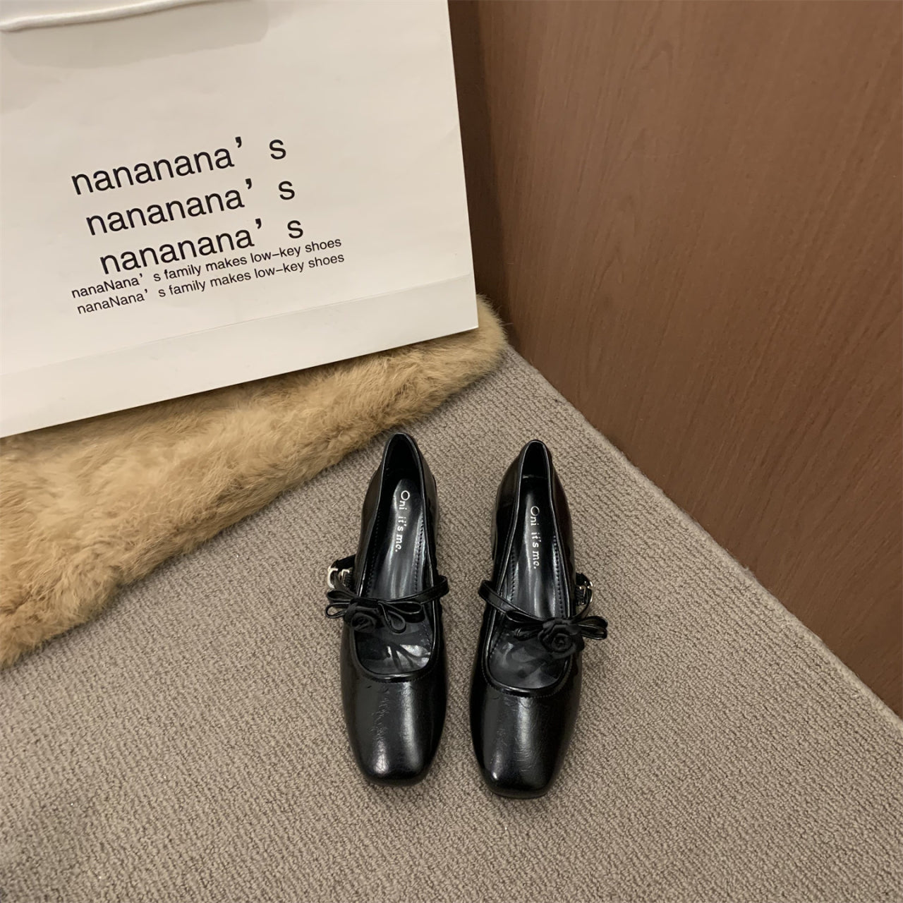 2026 Spring New Women French Bow Square Toe Block Heel Mary Jane Shoes For Dresses