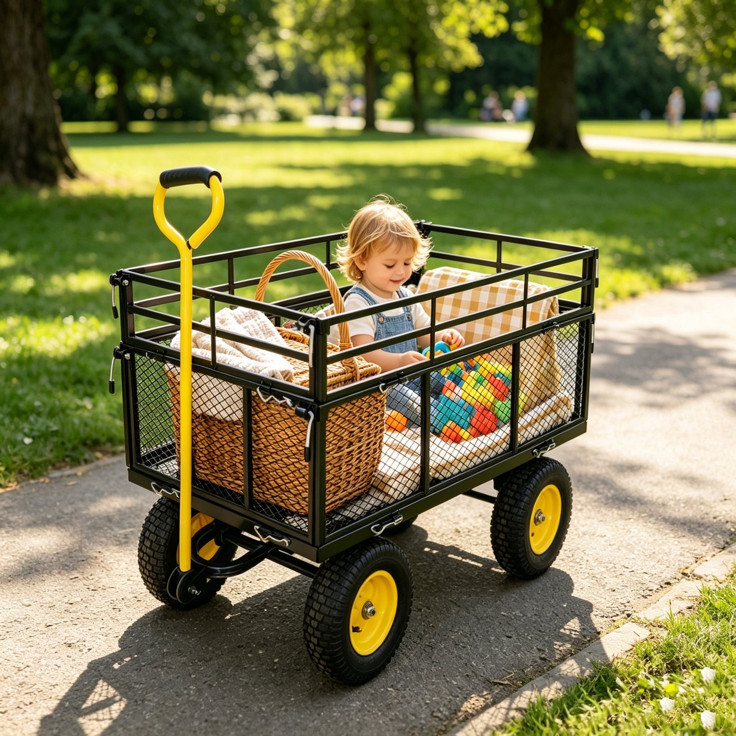 Wagon Cart Garden Cart Trucks Make It Easier To Transport Firewood Yellow+Black