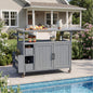 54.33" Farmhouse Rolling Outdoor Kitchen Cart