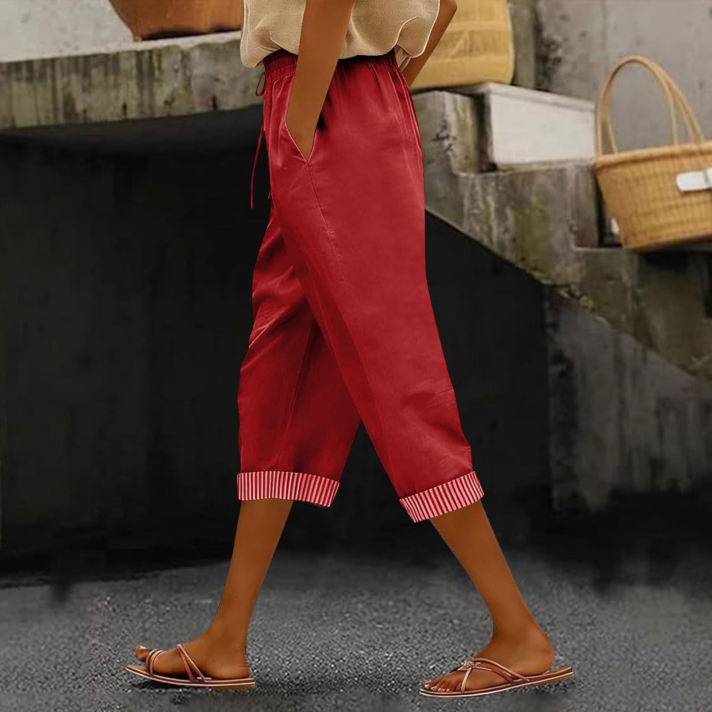 Summer New European And American Style Casual Cropped Pants