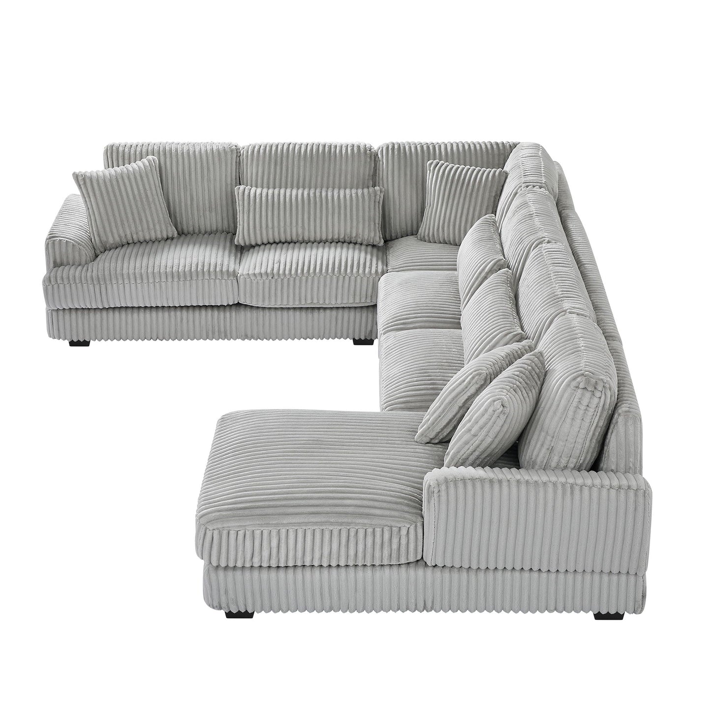 U - Shaped Sectional Sofa With Chaise Lounge, Oversized Living Room Sofa - Gray