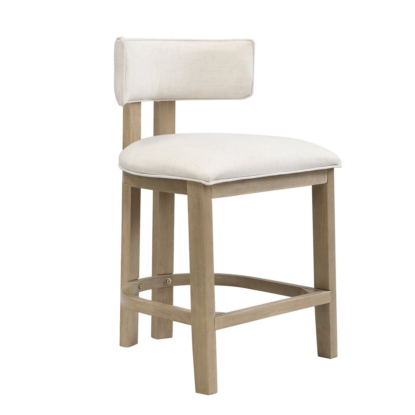 26" Counter Height Bar Stool, Upholstered Counter Stools (Set of 2) - Light Ash + Beige