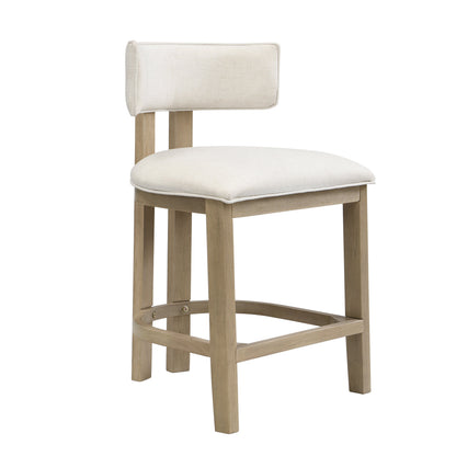 26" Counter Height Bar Stool, Upholstered Counter Stools (Set of 2) - Light Ash + Beige