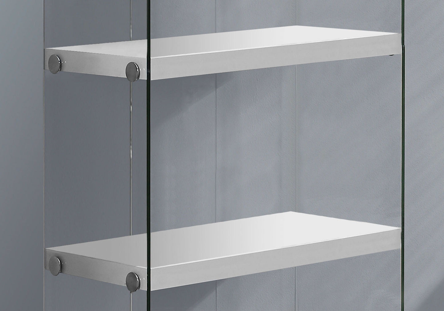 5-Tier White Bookcase with Clear Tempered Glass