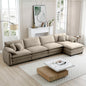 Modern Corduroy Upholstered 4-Seater Sofa with Footstool