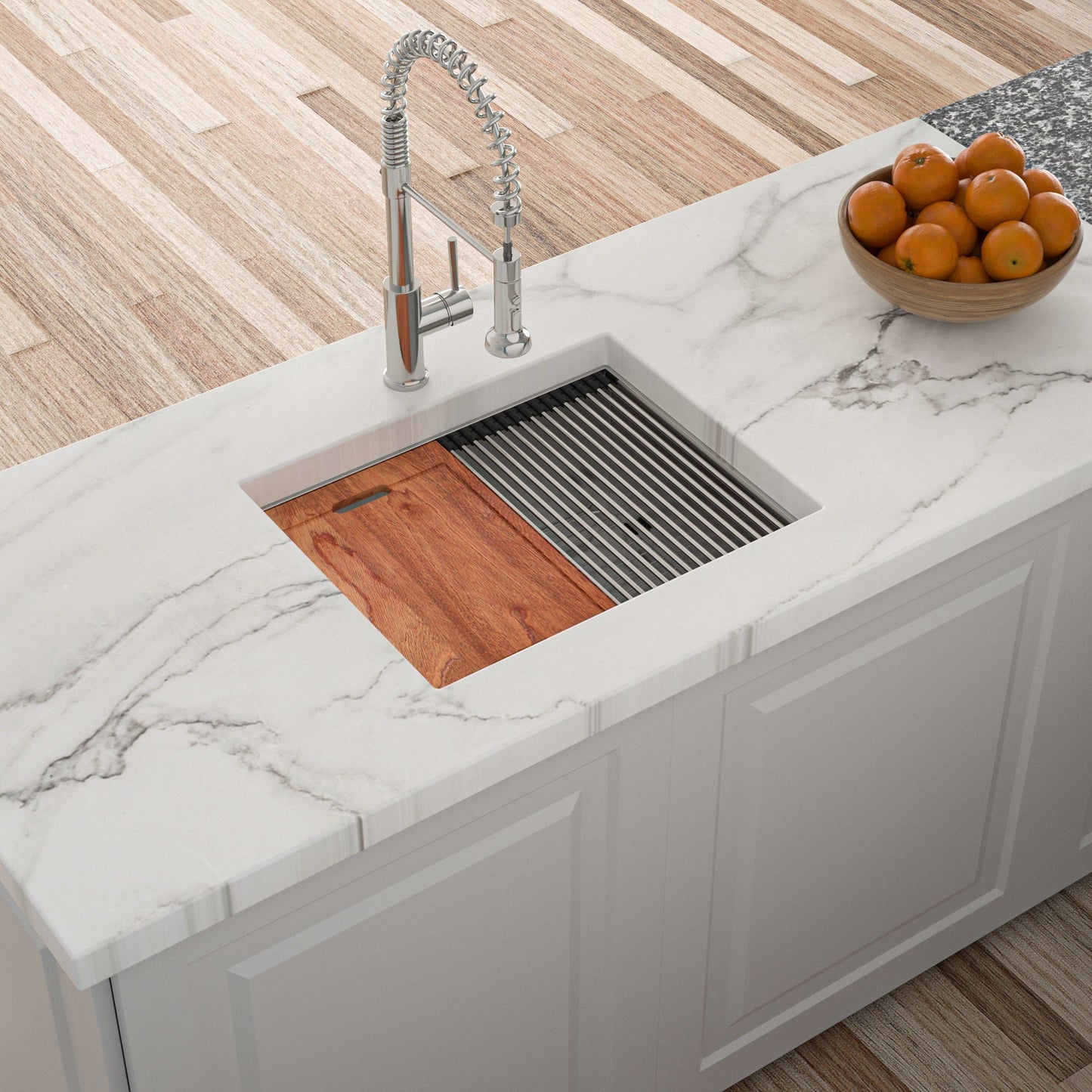 Single Bowl Undermount Workstation Kitchen Sink with Accessories