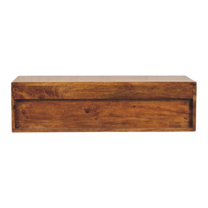 Solid Wood Lunar Wall-Mounted Media Unit, 2-Drawers, Chestnut