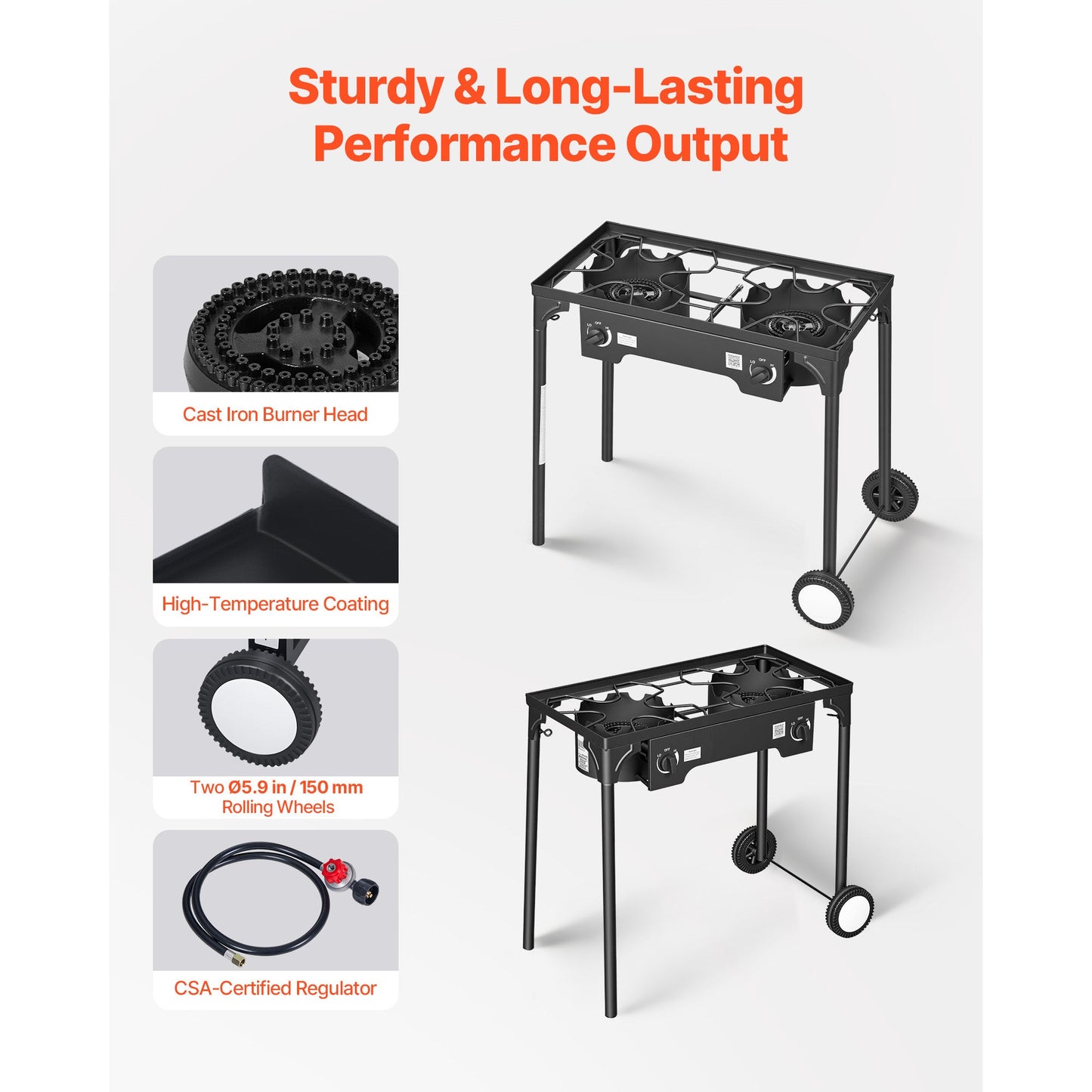 2 Burner Outdoor Propane Gas Stove, 150,000 BTU