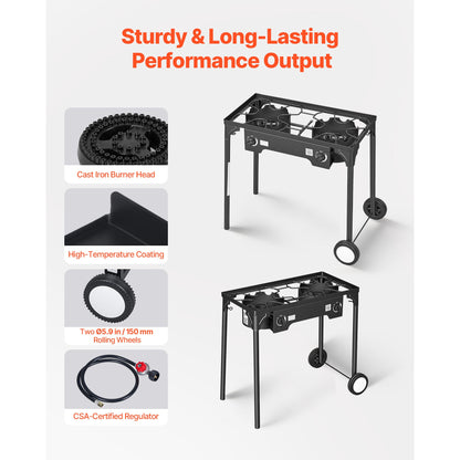 2 Burner Outdoor Propane Gas Stove, 150,000 BTU