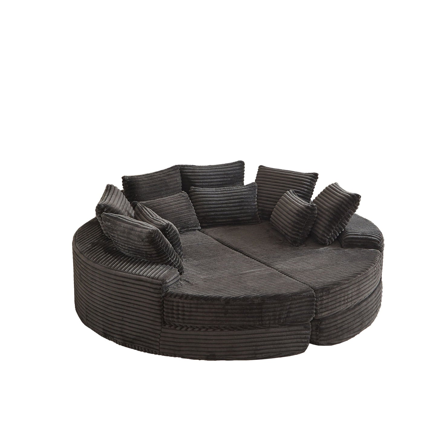 Round Oversized Sofa Bed With 5 Throw Pillows