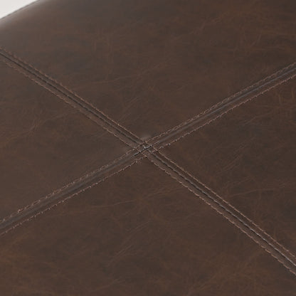 Upholstered PU Leather Storage Ottoman with Solid Wooden Legs