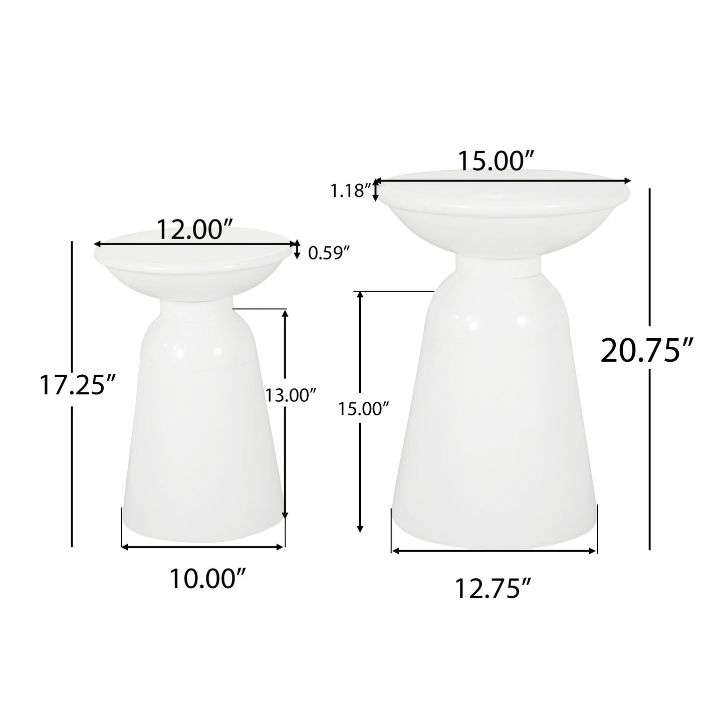 Serenita Outdoor Side Tables With Flared Design (Set of 2)