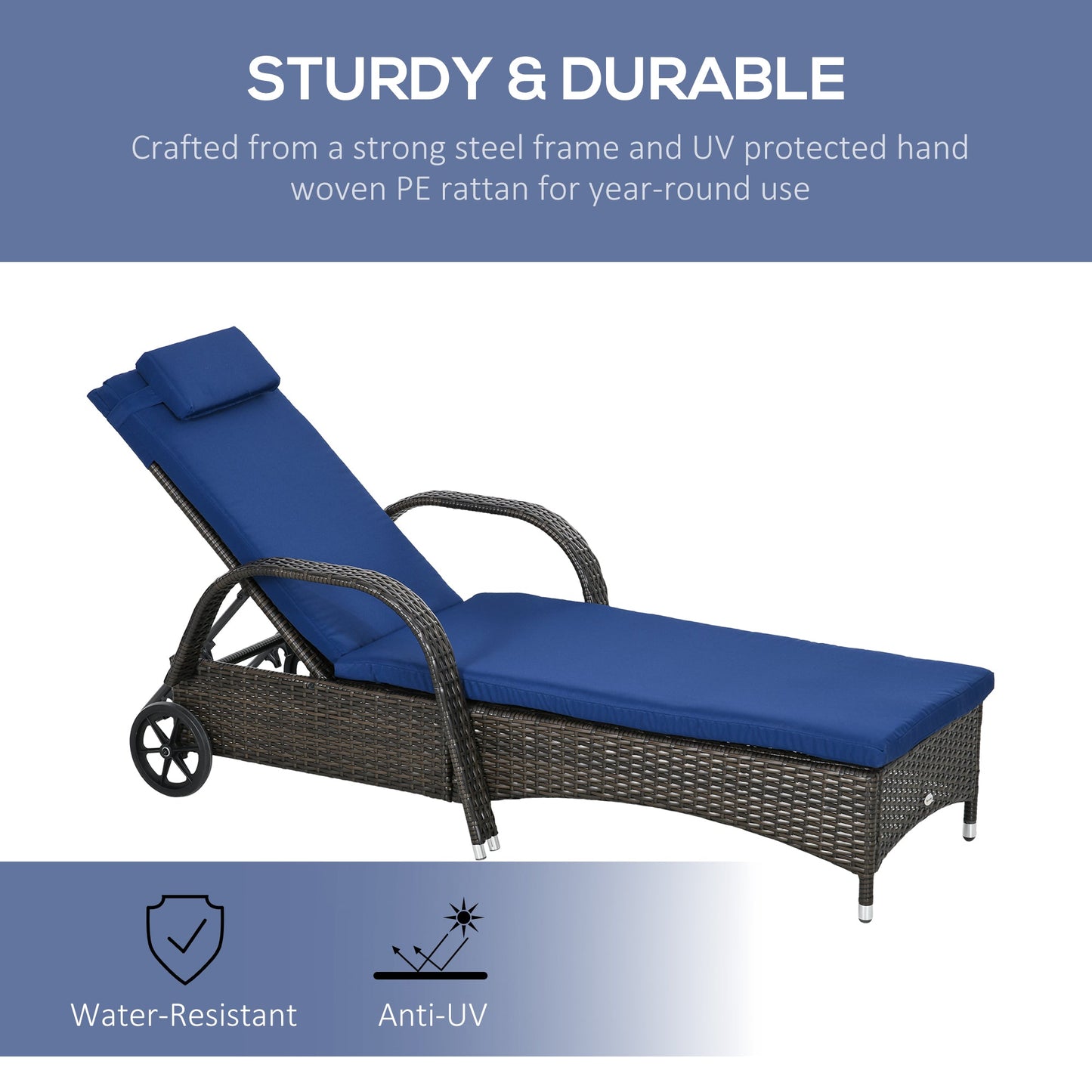 Outsunny Wicker Outdoor Chaise Lounge