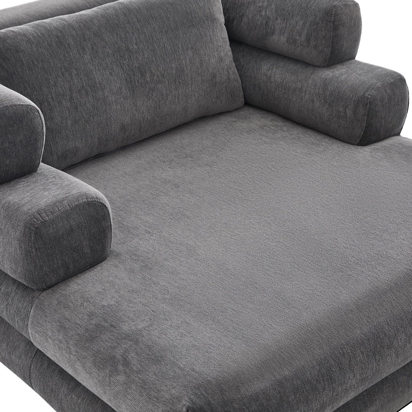 Oversized Chaise Lounge Sofa Bed with Deep Seat and Layered Armrests