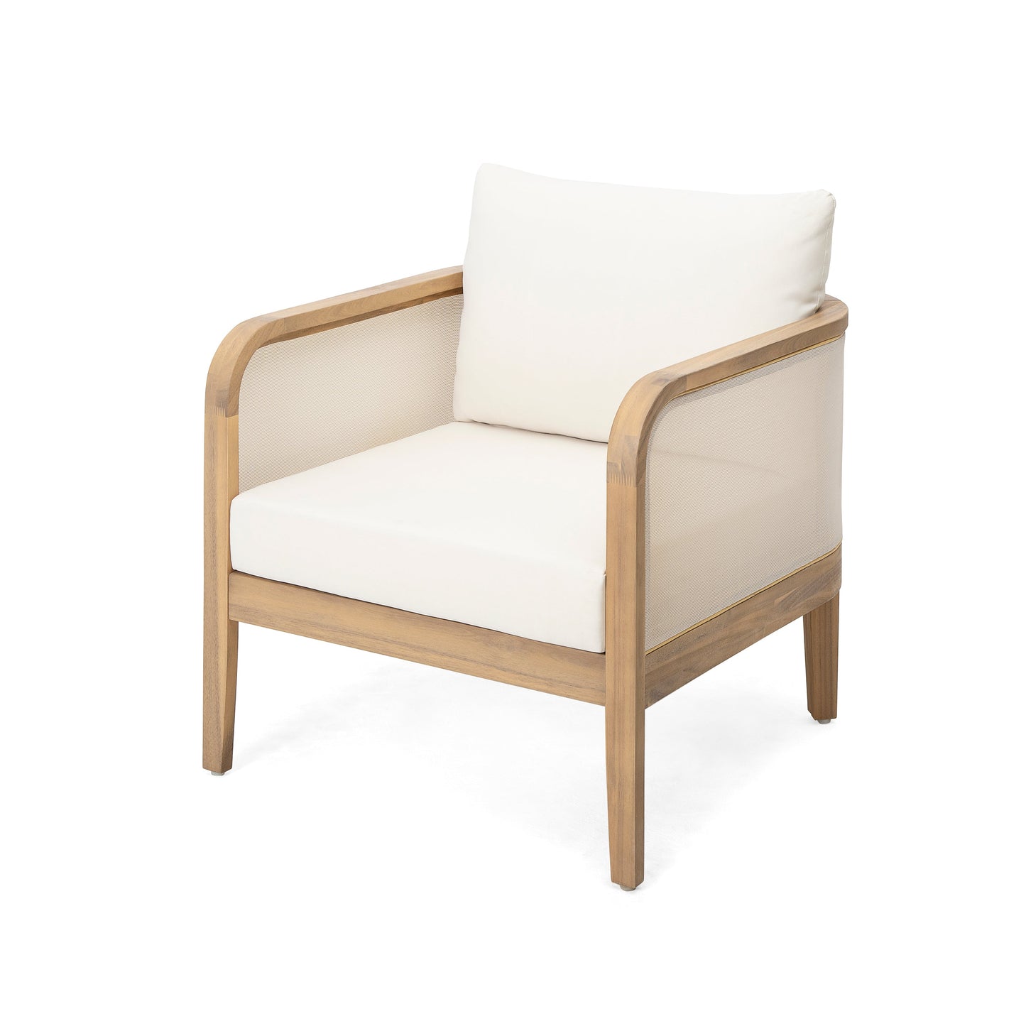 Set of 2 Outdoor Acacia Wood Patio Club Chairs