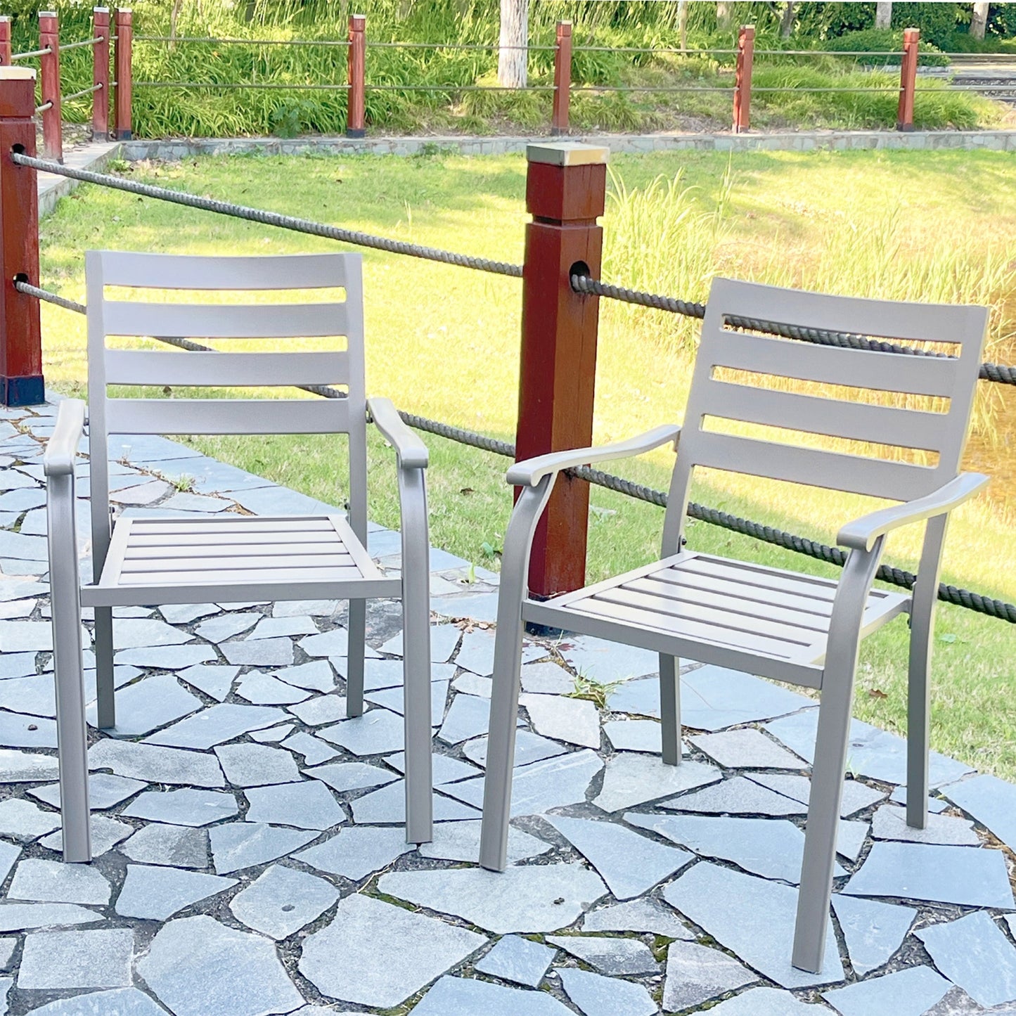 VRSHWO Iron Terrace Dining Chairs, Set of 2